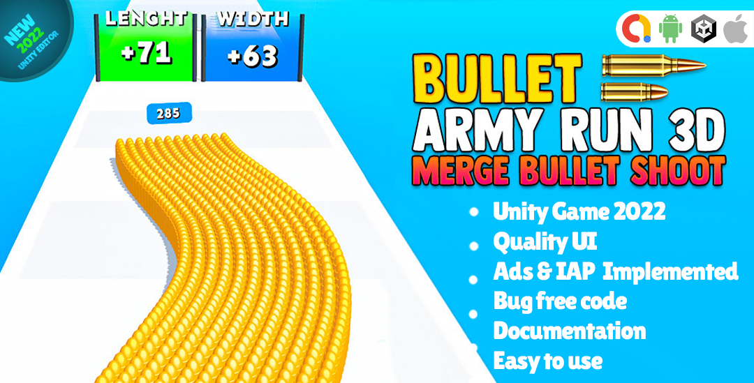 Bullet Run: Army Shooter - Swipe, Stack, Shoot!