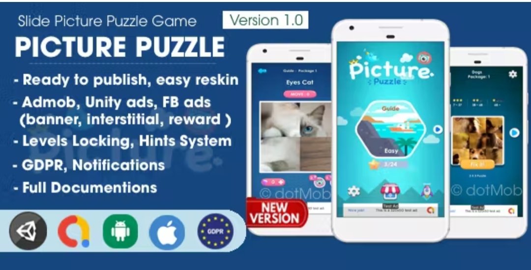 Slide Pictures Puzzle: Online Unity Game